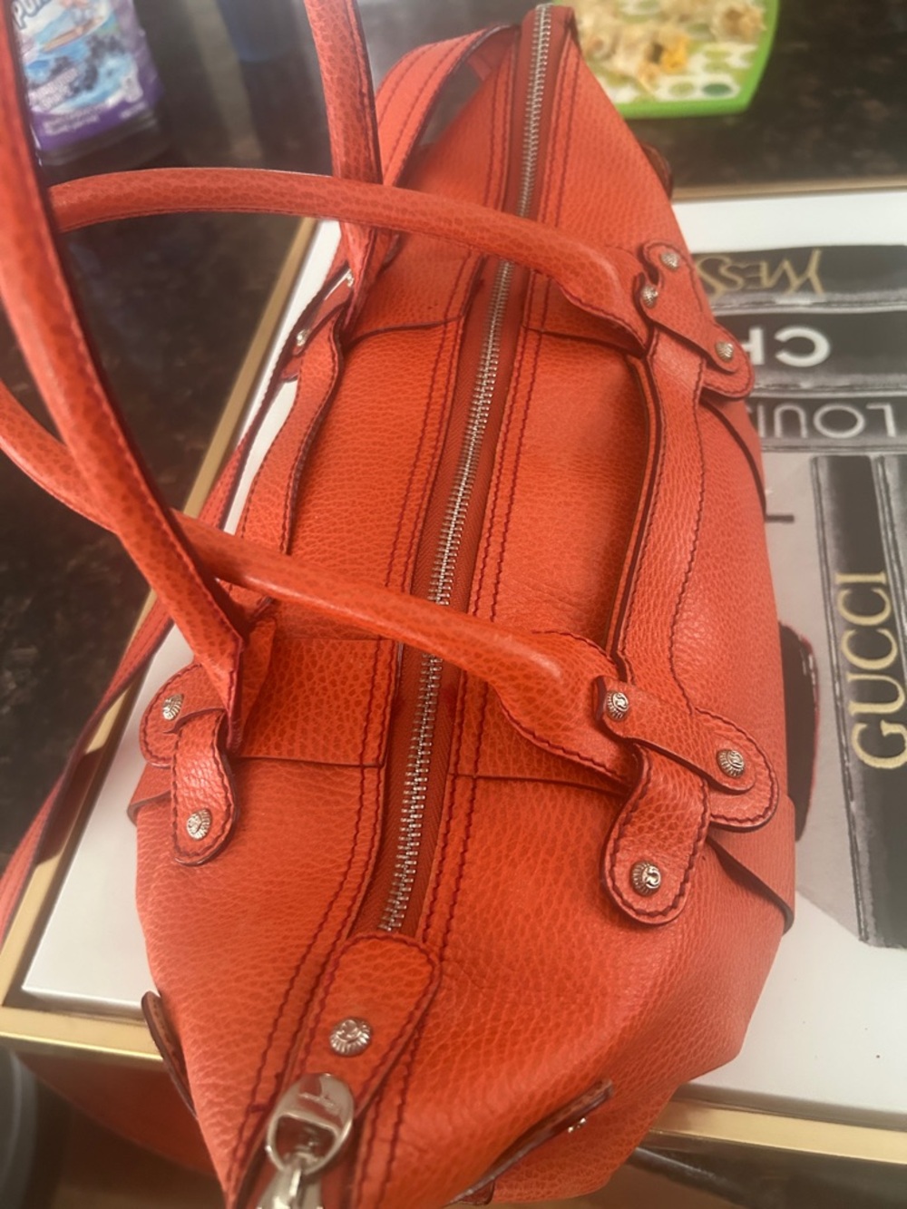 Low start - Salvatore Ferragamo Orange Pebble Leather Top-Handle & Crossbody Bag - Picture 10 of 10